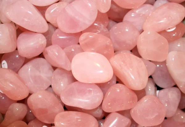 Polished pink rose quartz tumbled stones
