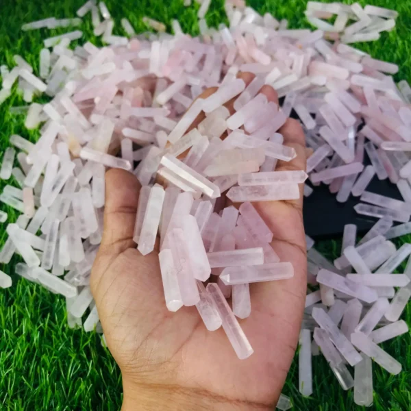 Faceted rose quartz pencil points Faceted rose quartz pencil points
