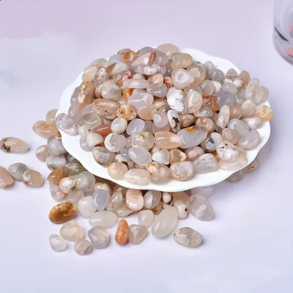 5-9mm Natural Cherry Agate Flower Agate Stone Crystal Gravel Gravel for Home Decoration Healing Crystals Room Decor Cherry Agate (Flower Agate) chips, 5–9 mm